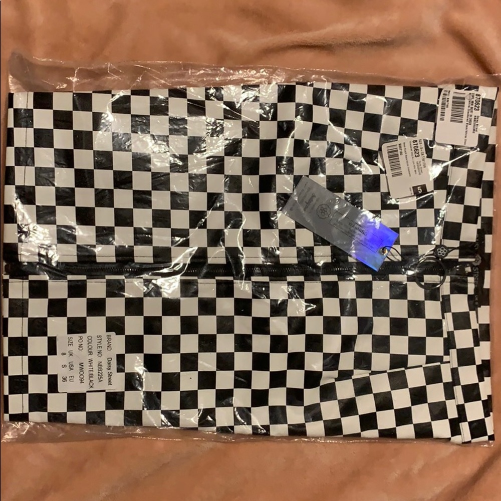 Black and white checkered mini skirt
